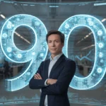 Founder using AI dashboards to build a funded startup in 90 days — visualizing rapid startup development and innovation.