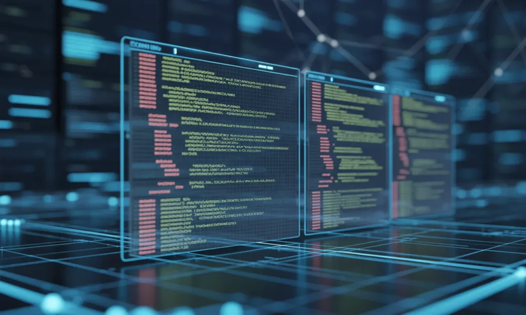 AI diagnostic system visualizing code complexity hotspots and bottlenecks during technical debt analysis, TechIsland AI infrastructure visualization.