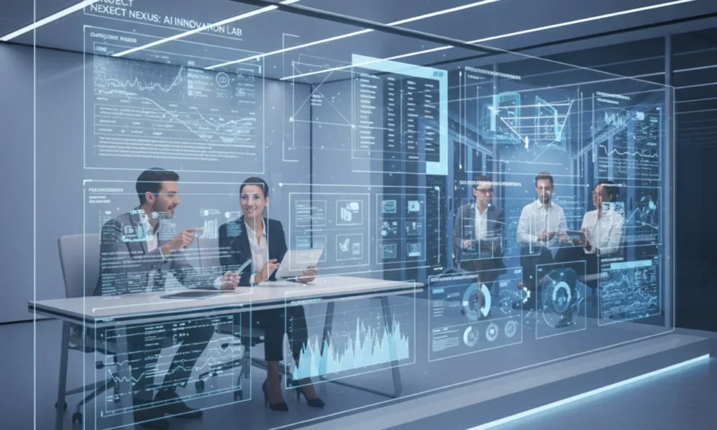 A product manager working with external AI developers to build a standalone AI prototype during a virtual collaboration session.