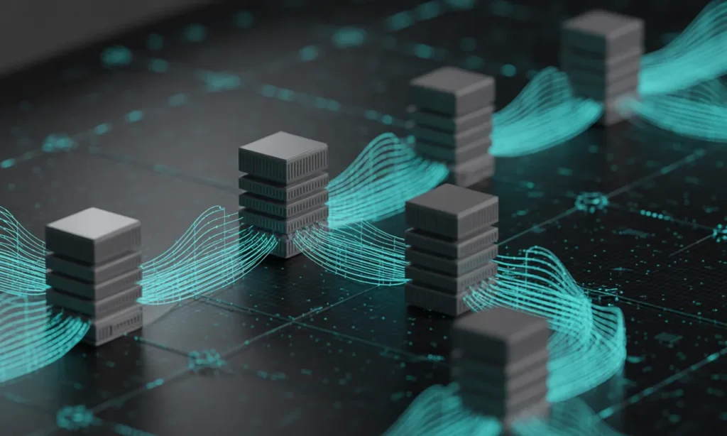 Timeline roadmap illustrating four phases of scalable AI infrastructure: prototype, production hardening, enterprise scale, and optimization