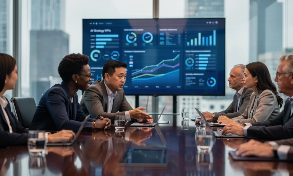 Executives aligning on AI strategy and digital transformation roadmap