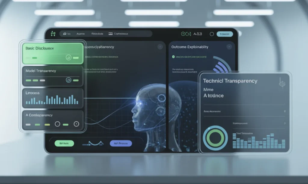 Visualization of AI explainability tools such as SHAP and LIME, illustrating transparency layers for legal compliance.