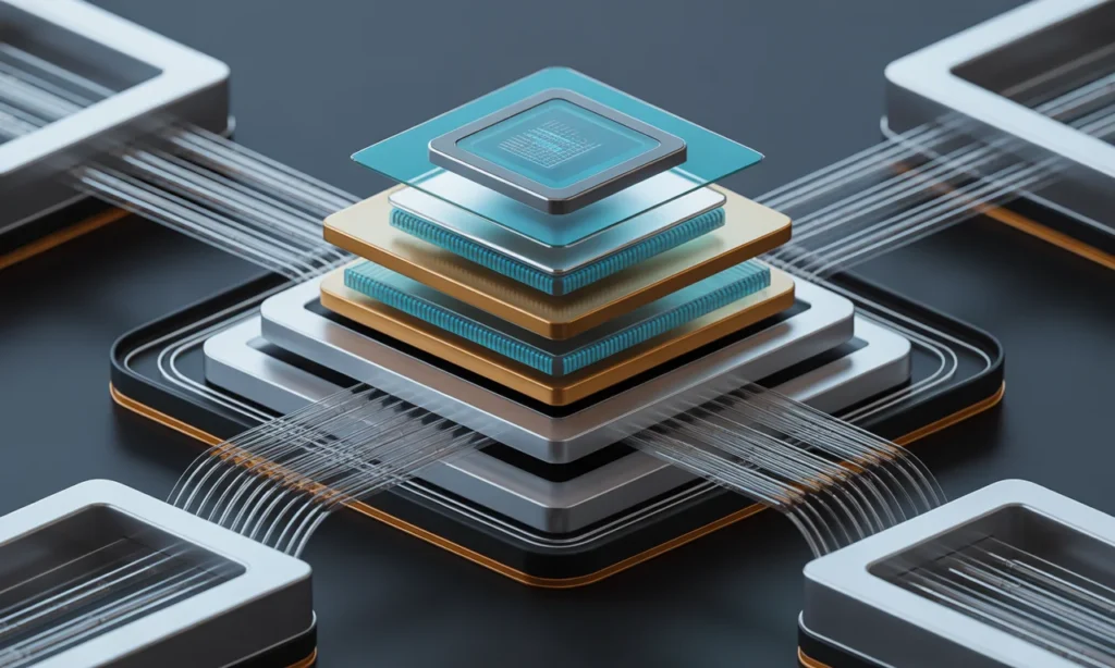 Diagram showing Bronze–Silver–Gold data layers, feature store, and hybrid batch and streaming pipelines.