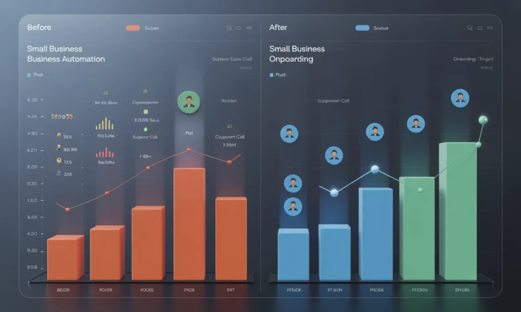 Data visualization showing measurable improvements in small businesses after implementing AI automation.