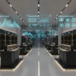 Hero image showing a modern AI-powered retail store with data overlays representing inventory, pricing, and personalization technology.